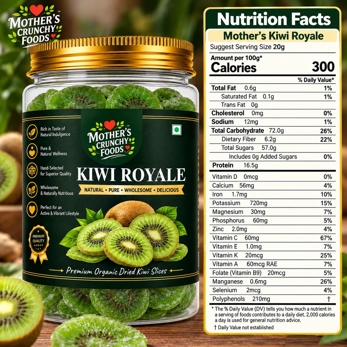 Mother's Crunchy Foods kiwi royale dried kiwi slices lifestyle scene 3