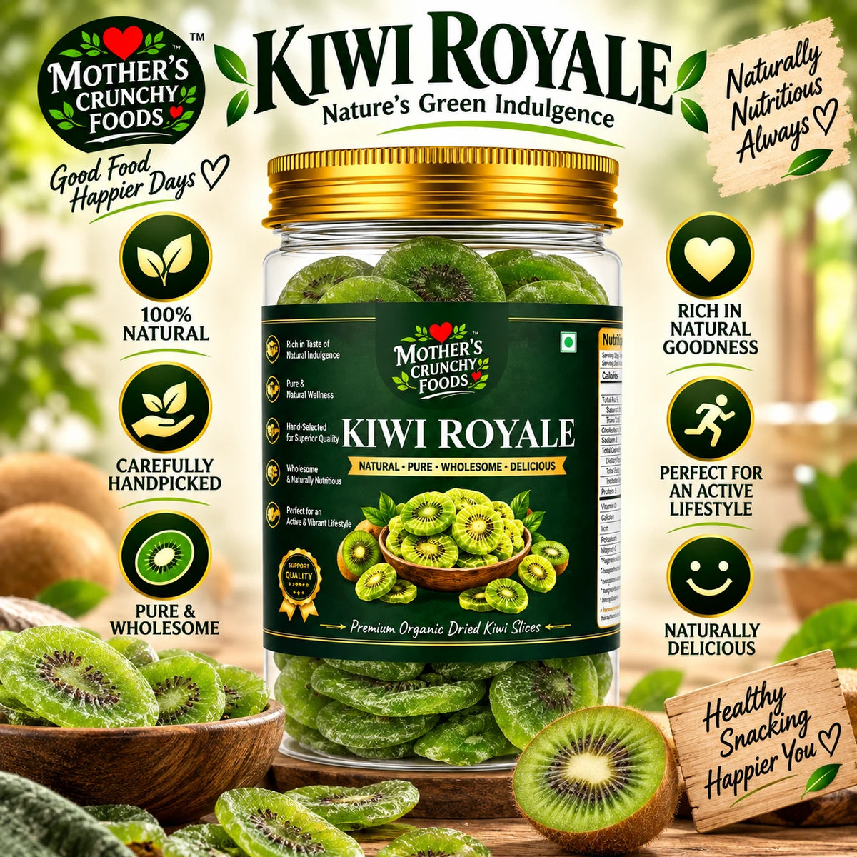 Mother's Crunchy Foods kiwi royale dried kiwi slices lifestyle scene 4