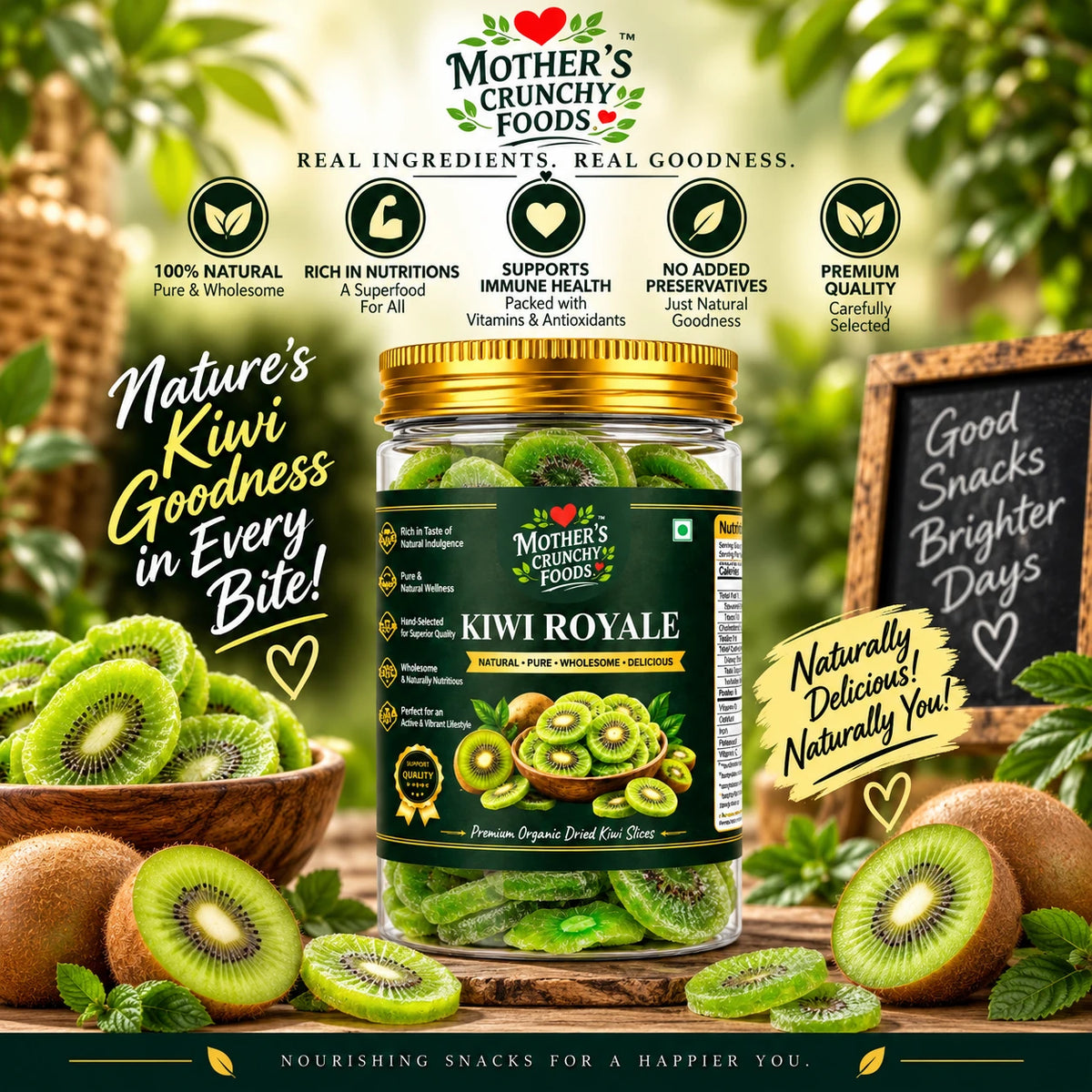 Mother's Crunchy Foods kiwi royale dried kiwi slices lifestyle scene 6