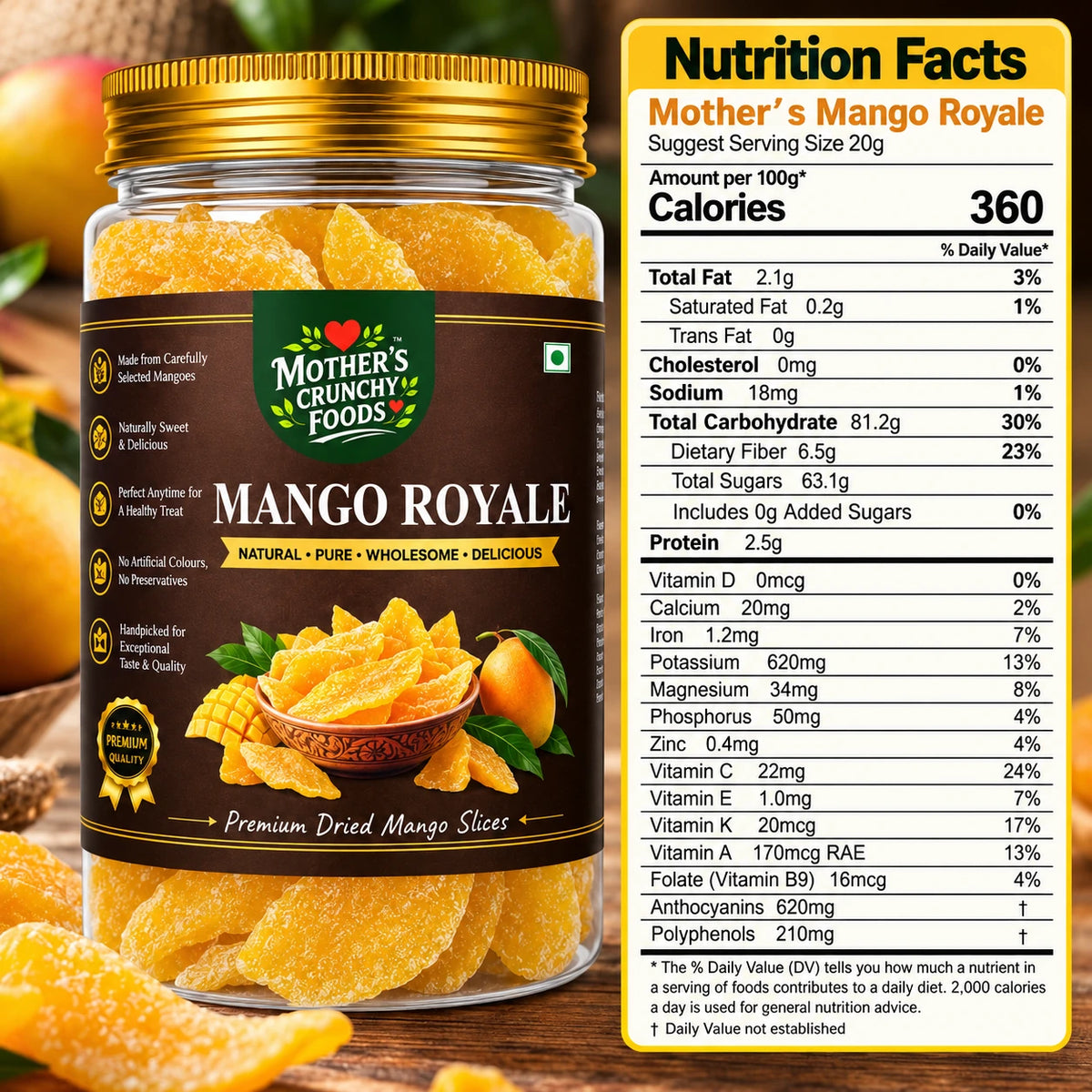 Mother's Crunchy Foods mango royale dried mango slices lifestyle scene 2