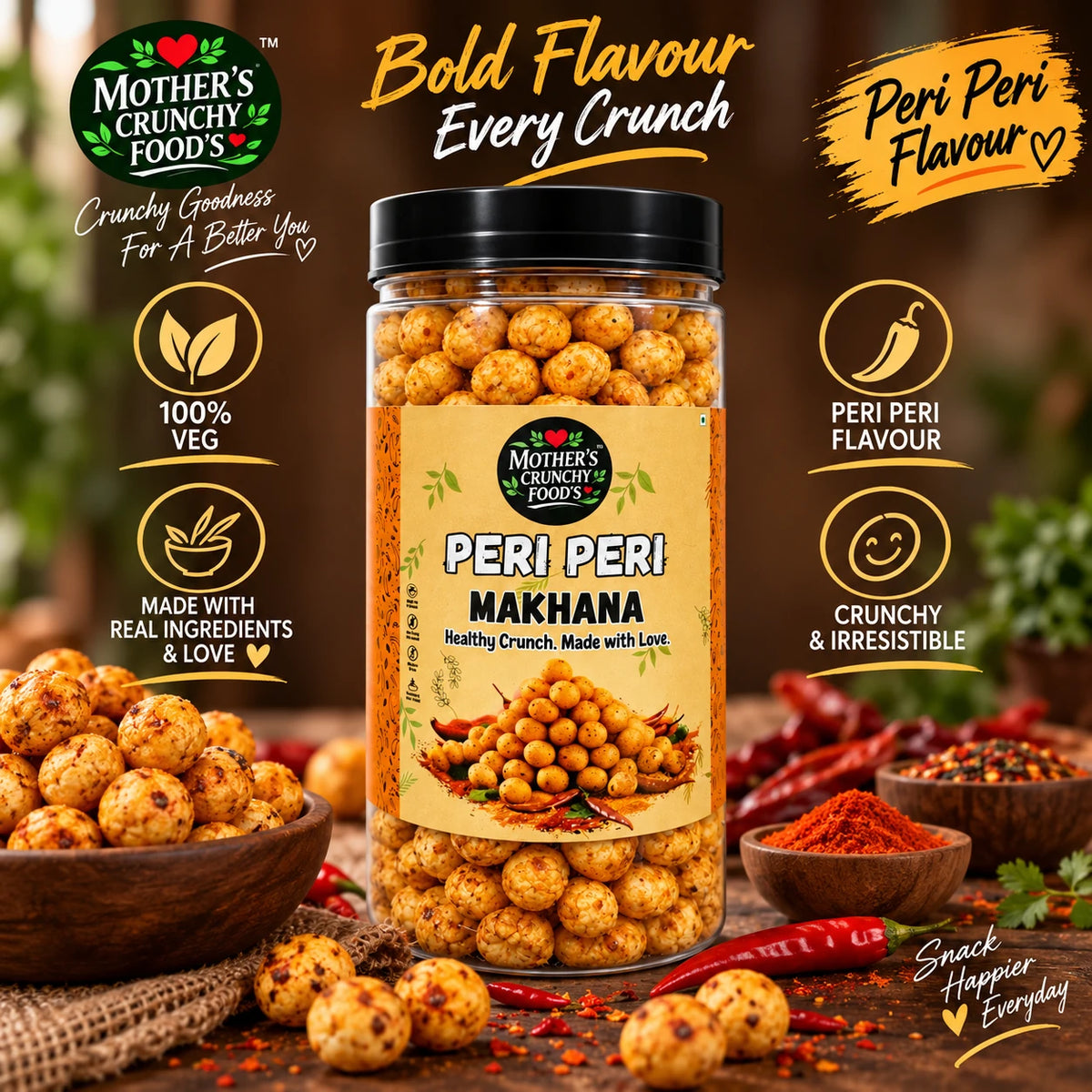 Mother's Crunchy Foods peri peri roasted makhana lifestyle scene 1