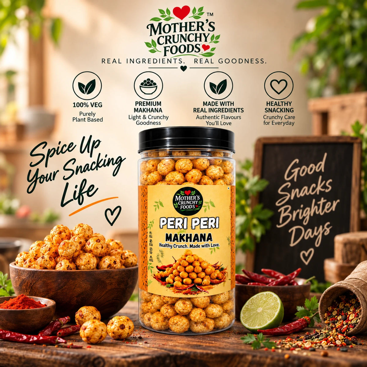 Mother's Crunchy Foods peri peri roasted makhana lifestyle scene 2