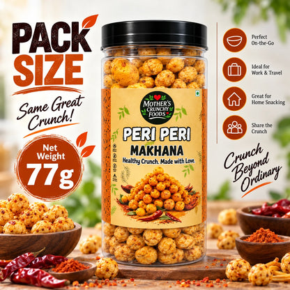 Mother's Crunchy Foods peri peri roasted makhana net weight 77g pack