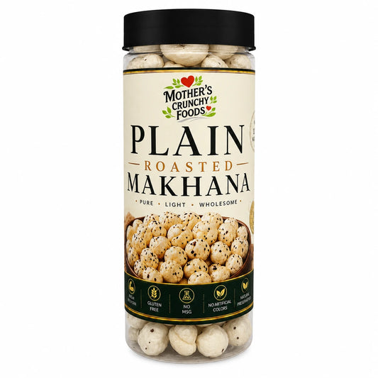 Mother's Crunchy Foods plain roasted makhana back label brand story
