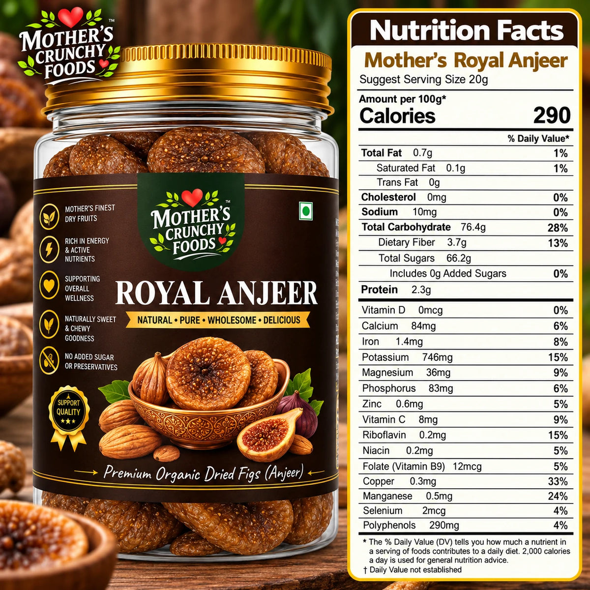Mother's Crunchy Foods royal anjeer dried figs lifestyle scene 6