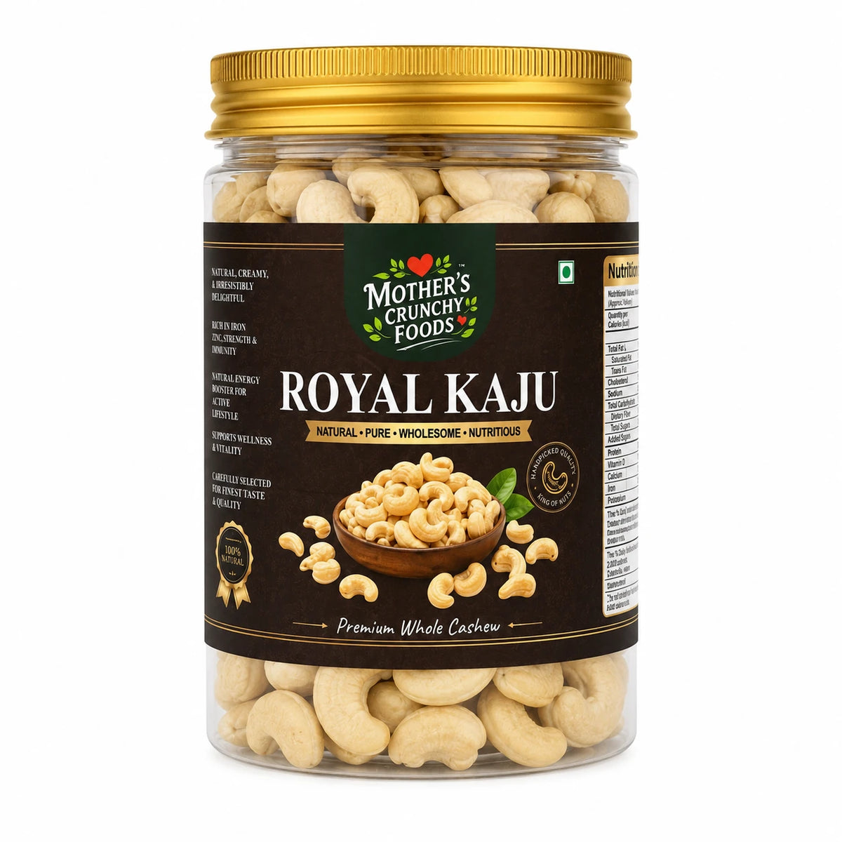 Mother's Crunchy Foods royal kaju premium cashew front view pack