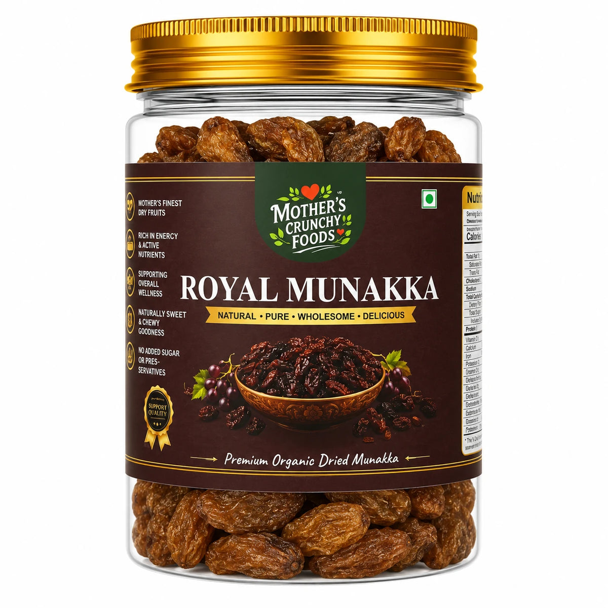 Mother's Crunchy Foods royal munakka dried black raisins front view pack