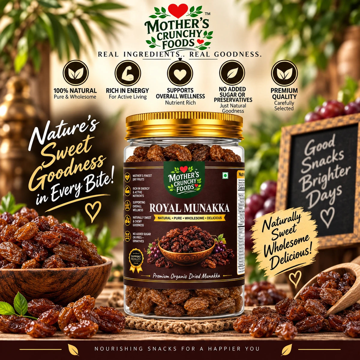 Mother's Crunchy Foods royal munakka dried black raisins lifestyle scene 2