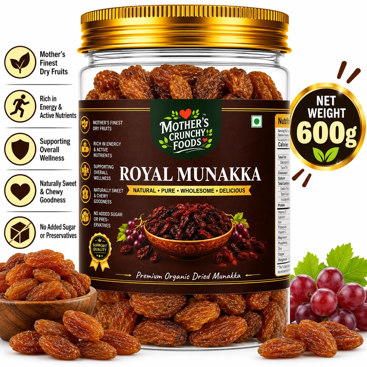 Mother's Crunchy Foods royal munakka dried black raisins lifestyle scene 3