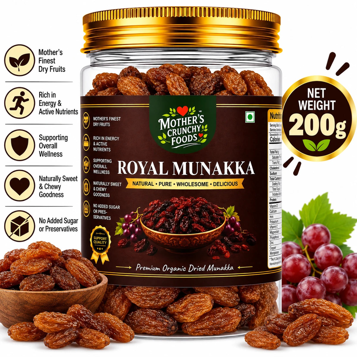 Mother's Crunchy Foods royal munakka dried black raisins lifestyle scene 4