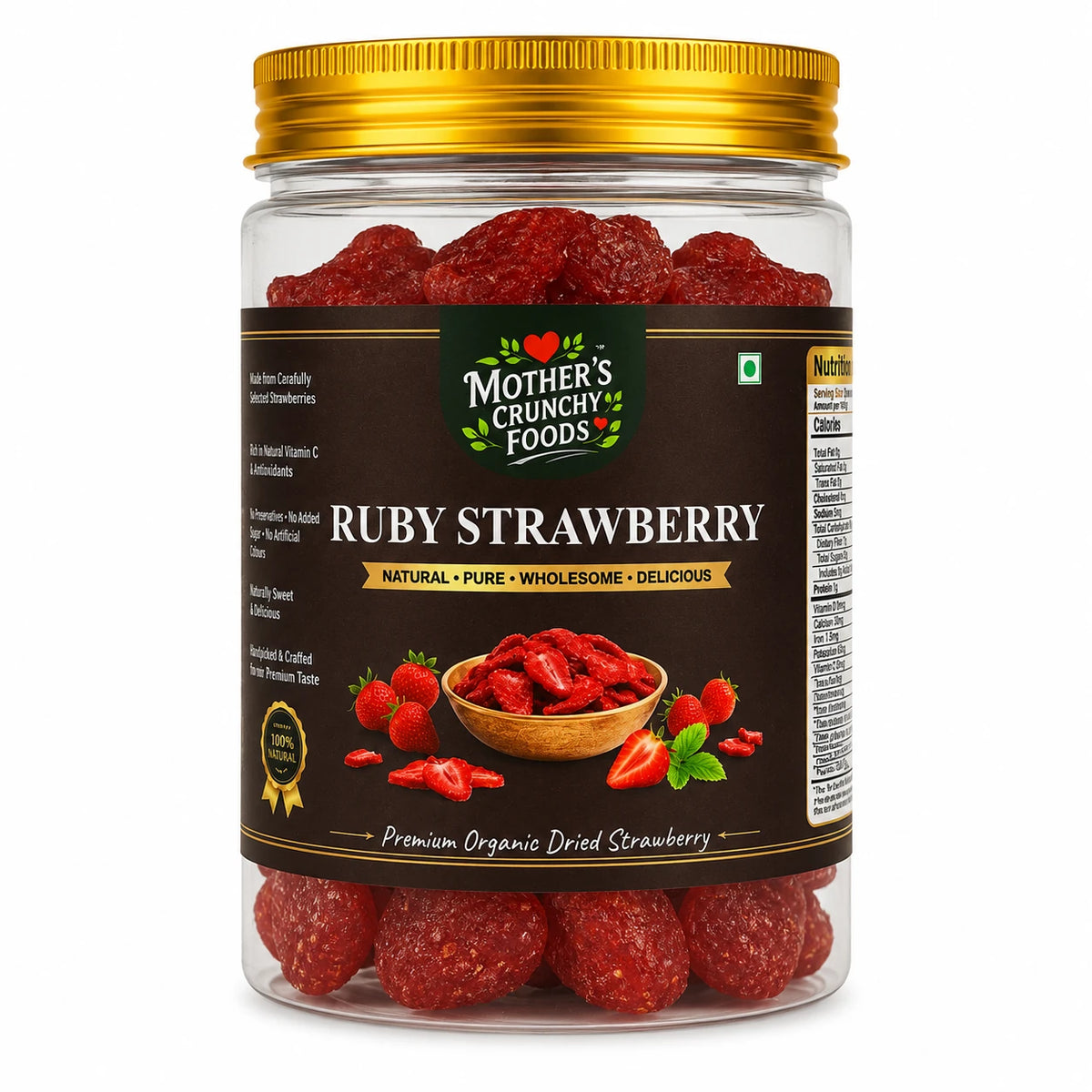 Mother's Crunchy Foods ruby strawberry dried strawberry front view pack