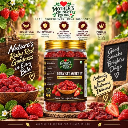 Mother's Crunchy Foods ruby strawberry dried strawberry lifestyle scene 1