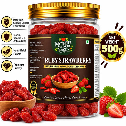 Mother's Crunchy Foods ruby strawberry dried strawberry lifestyle scene 2