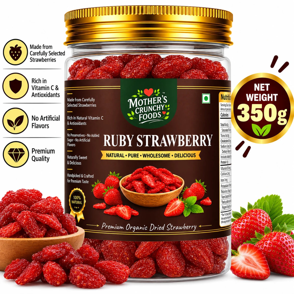 Mother's Crunchy Foods ruby strawberry dried strawberry lifestyle scene 4