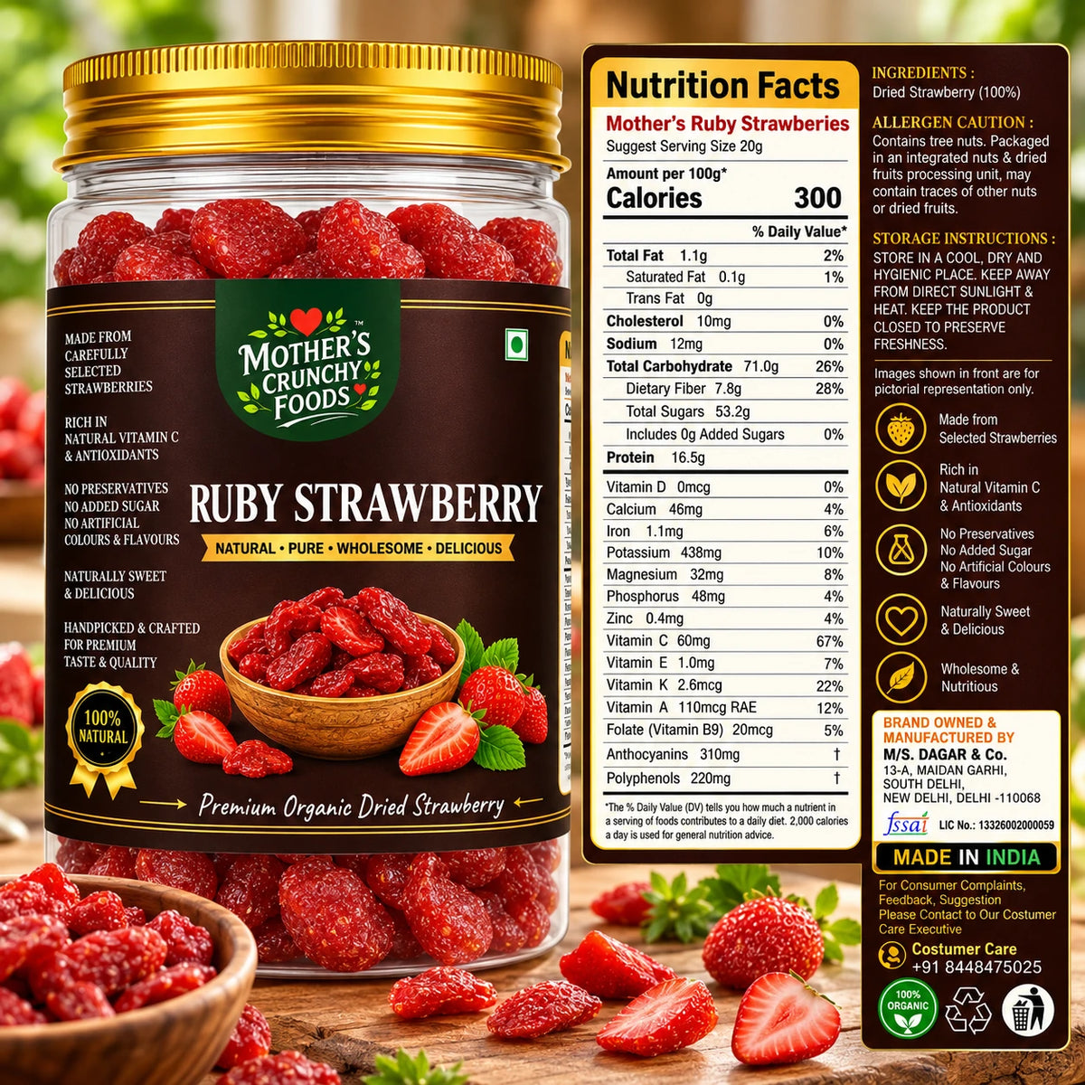 Mother's Crunchy Foods ruby strawberry dried strawberry lifestyle scene 6