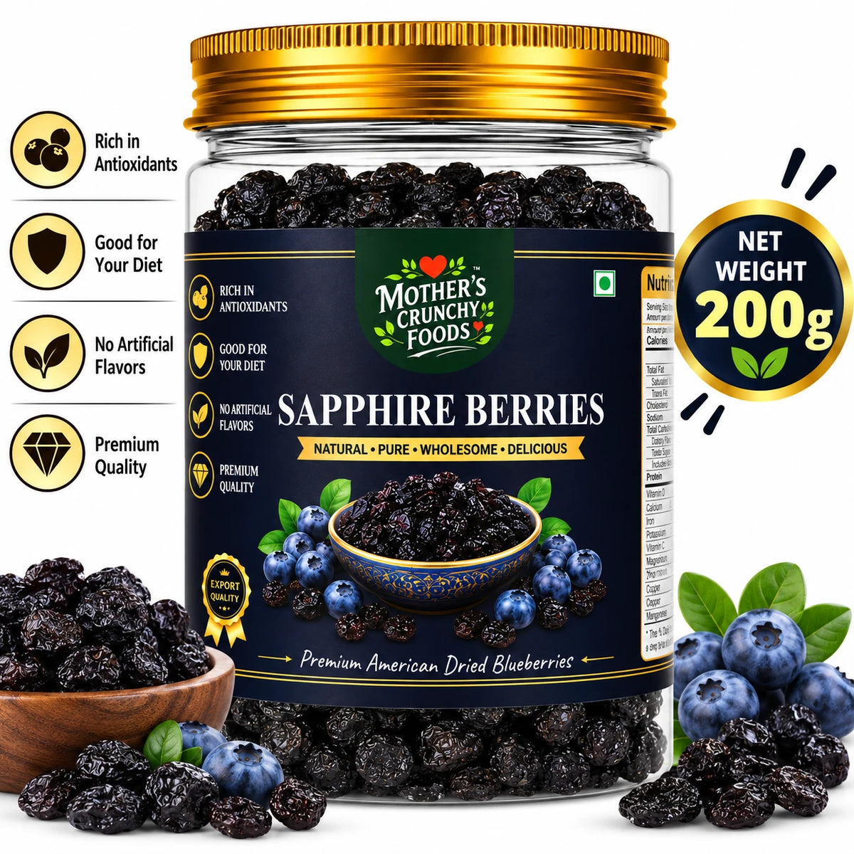 Mother's Crunchy Foods sapphire berries dried blueberries lifestyle scene 1