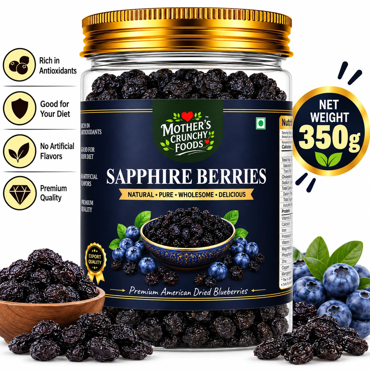 Mother's Crunchy Foods sapphire berries dried blueberries lifestyle scene 4