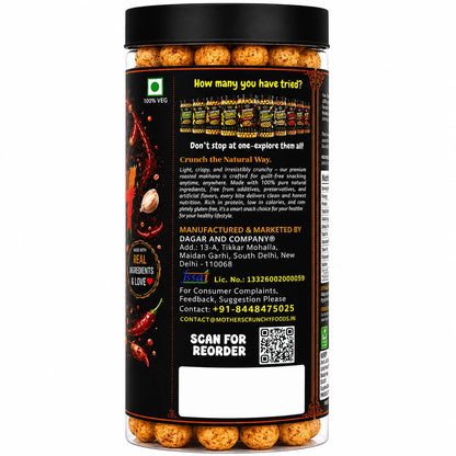 Mother's Crunchy Foods spicy garlic roasted makhana back label brand story