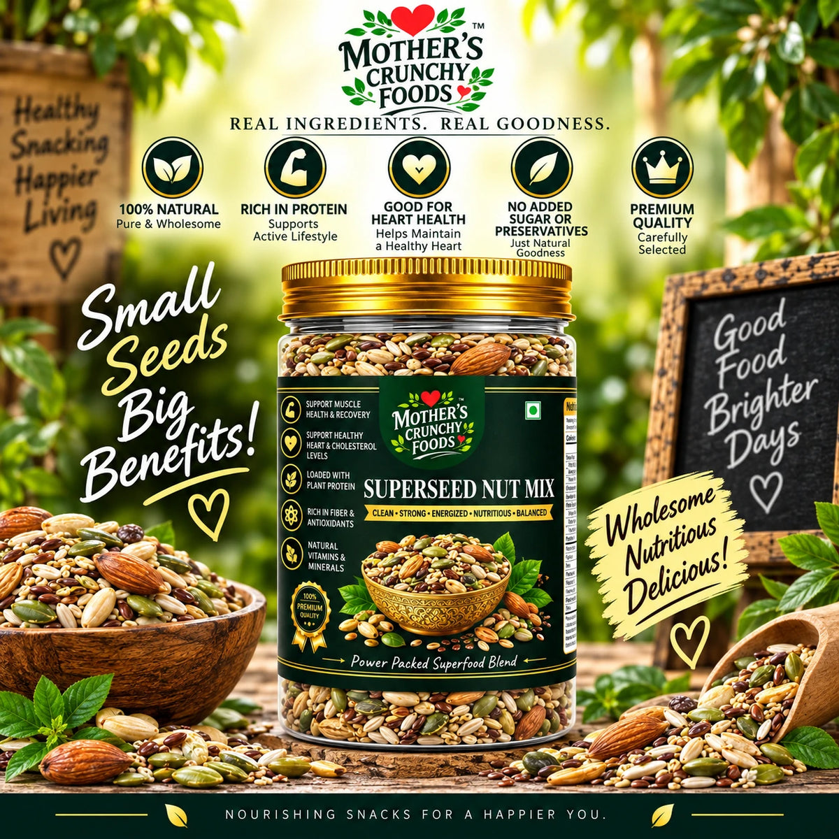 Mother's Crunchy Foods superseed nut mix lifestyle scene 2