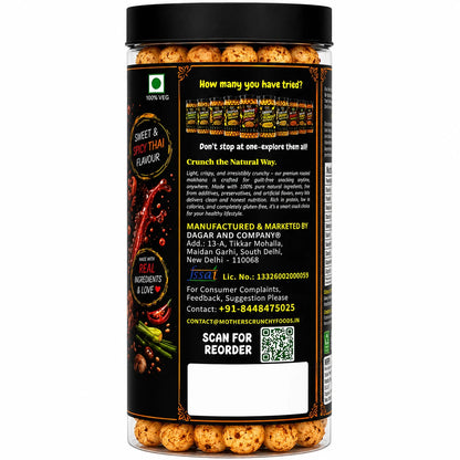 Mother's Crunchy Foods sweet thai chilli roasted makhana back label brand story