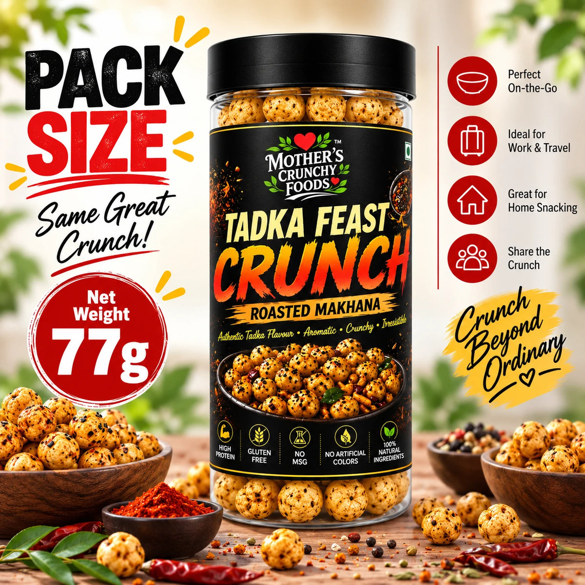 Mother's Crunchy Foods tadka feast roasted makhana lifestyle scene 3