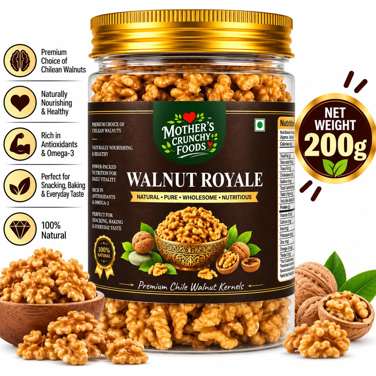 Mother's Crunchy Foods walnut royale chile walnut kernels lifestyle scene 2