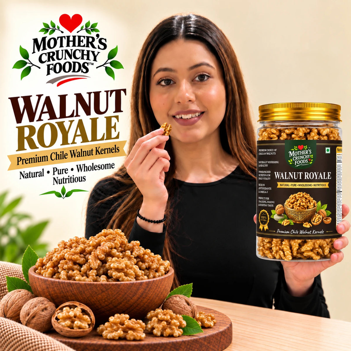 Mother's Crunchy Foods walnut royale chile walnut kernels lifestyle scene 6