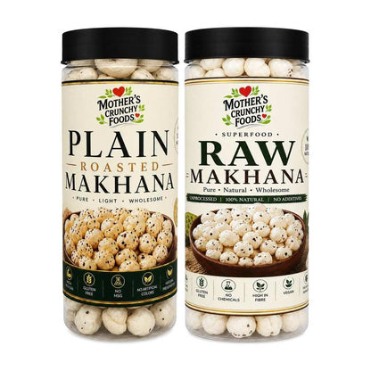 Plain Roasted Makhana + Raw Makhana Combo Pack of 2