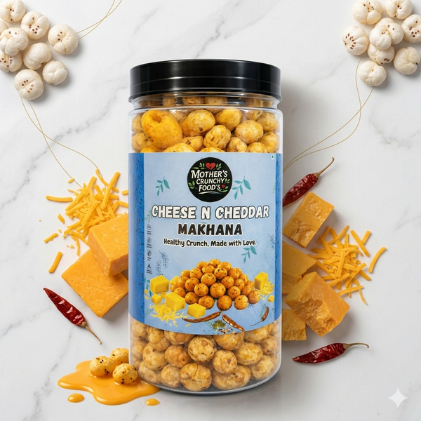 Cheese & Cheddar Roasted Makhana (Fox Nuts) | Cheesy Crunchy Healthy Snack | High Protein | Low Calorie | Premium Foxnut | Healthy Alternative to Chips | Mother's Crunchy Foods 60g
