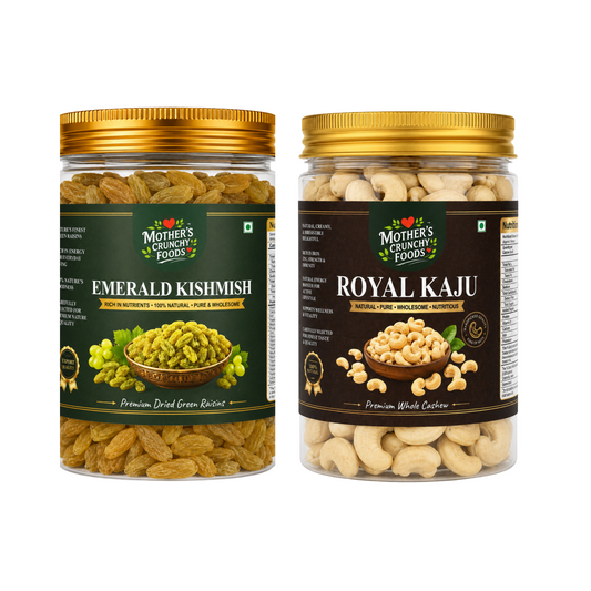 Mother's Crunchy Foods Emerald Kishmish + Royal Kaju Combo