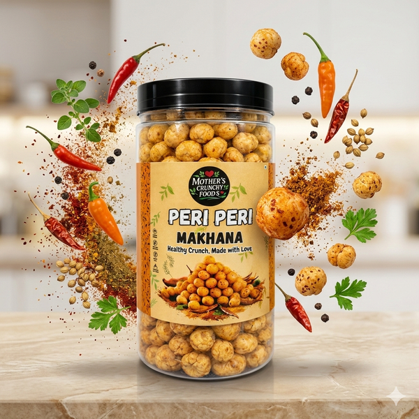 Peri Peri Roasted Makhana (Fox Nuts) | Spicy & Crunchy Healthy Snack | Low Calorie, High Protein | Gluten Free | Premium Foxnut | Diet & Evening Snack | Mother's Crunchy Foods 60g