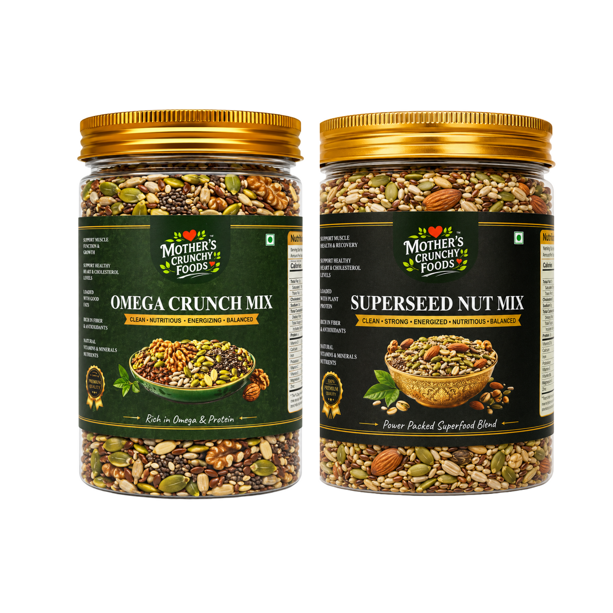 Mother's Crunchy Foods Omega Crunch Mix + SuperSeed Nut Mix Combo
