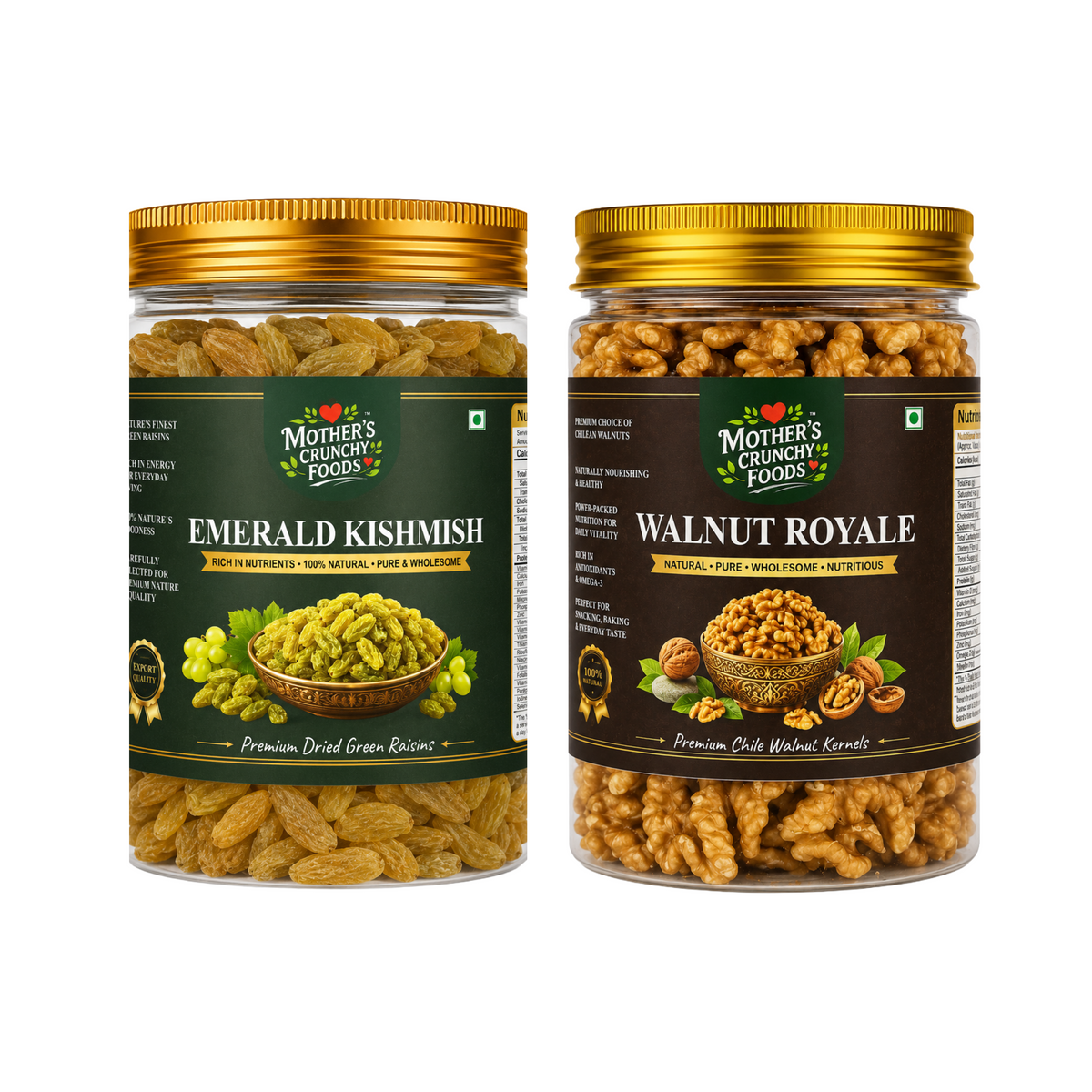 Mother's Crunchy Foods Emerald Kishmish + Walnut Royale Combo