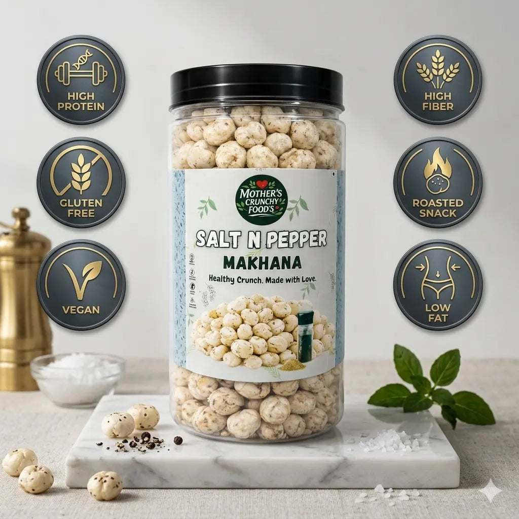 Salt N Pepper Makhana 60g | Roasted Foxnuts | Healthy Snack | Mother's Crunchy Foods 90g