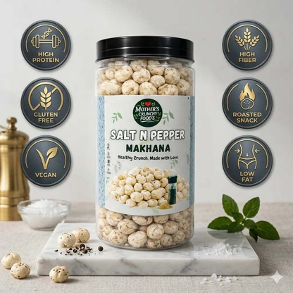 Salt N Pepper Makhana 60g | Roasted Foxnuts | Healthy Snack | Mother's Crunchy Foods 90g