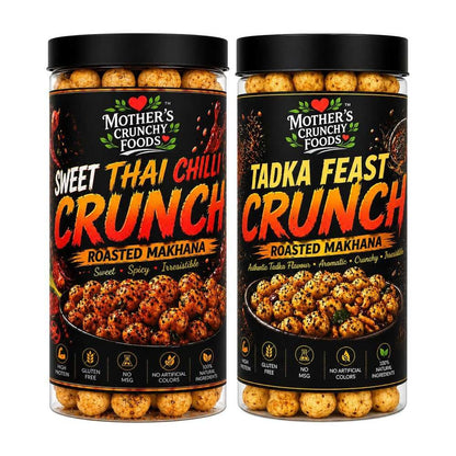 Sweet Thai Chilli Crunch Makhana + Tadka Feast Crunch Makhana Combo Pack of 2