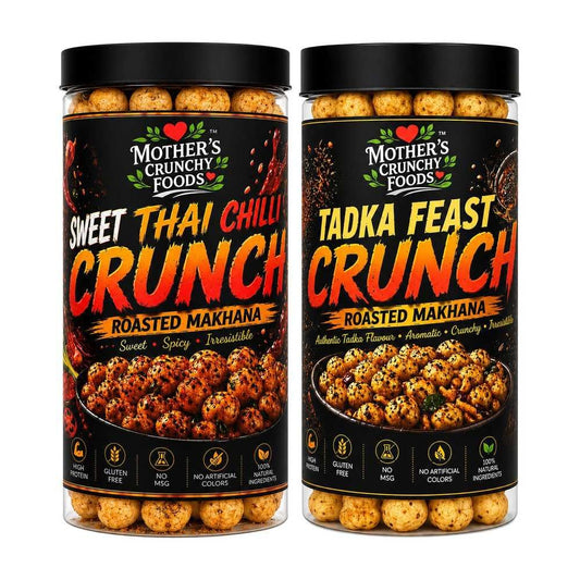Sweet Thai Chilli Crunch Makhana + Tadka Feast Crunch Makhana Combo Pack of 2