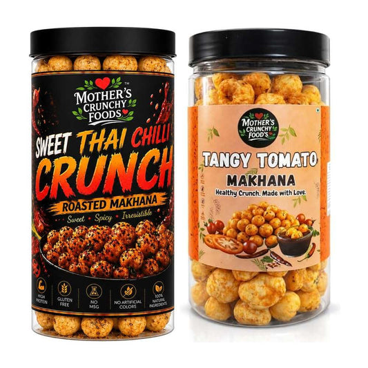 Sweet Thai Chilli Crunch Makhana + Tangy Tomato Makhana Combo Pack of 2