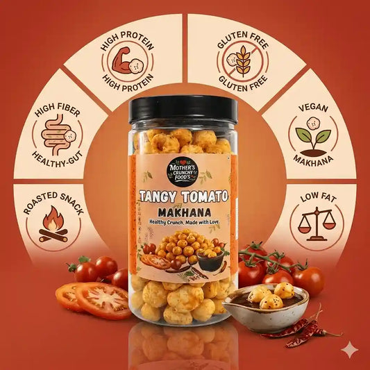 Tangy Tomato Makhana 60g | Roasted Foxnuts | Healthy Snack | Mother's Crunchy Foods 60g