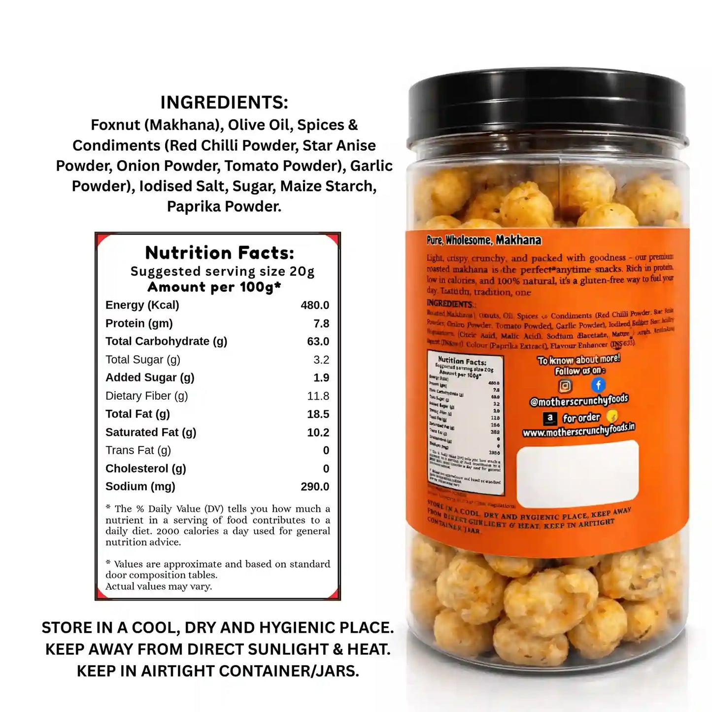 Tangy Tomato Makhana 60g | Roasted Foxnuts | Healthy Snack | Mother's Crunchy Foods
