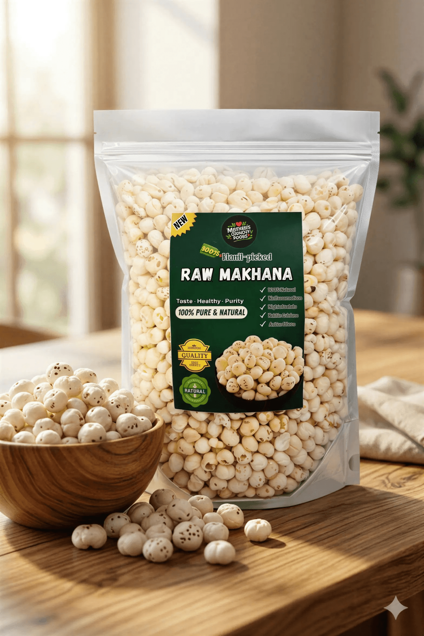 Roasted Unflavoured Makhana 200g | Plain Roasted | Mother's Crunchy Foods
