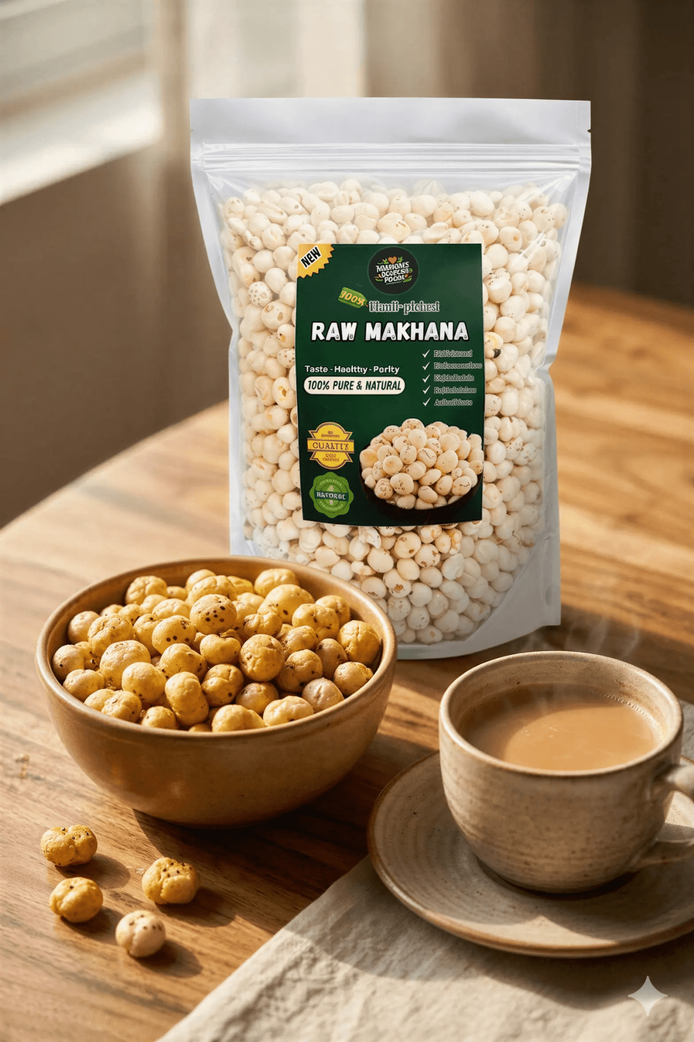 Roasted Unflavoured Makhana 200g | Plain Roasted | Mother's Crunchy Foods